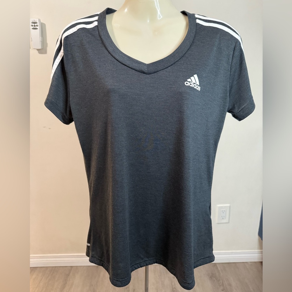 Adidas Gray Fitted Short Sleeve Tee